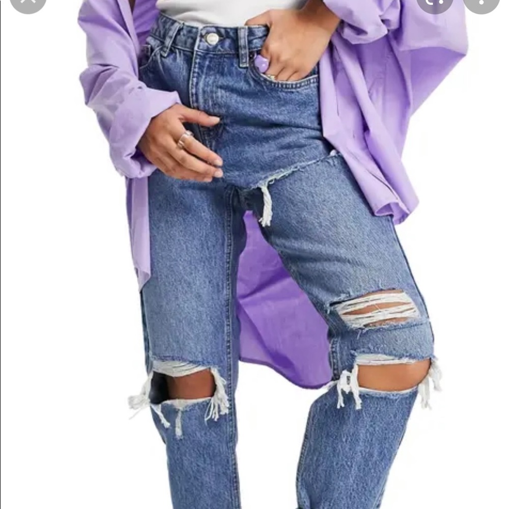 Topshop ripped cropped Mom Jeans size 28